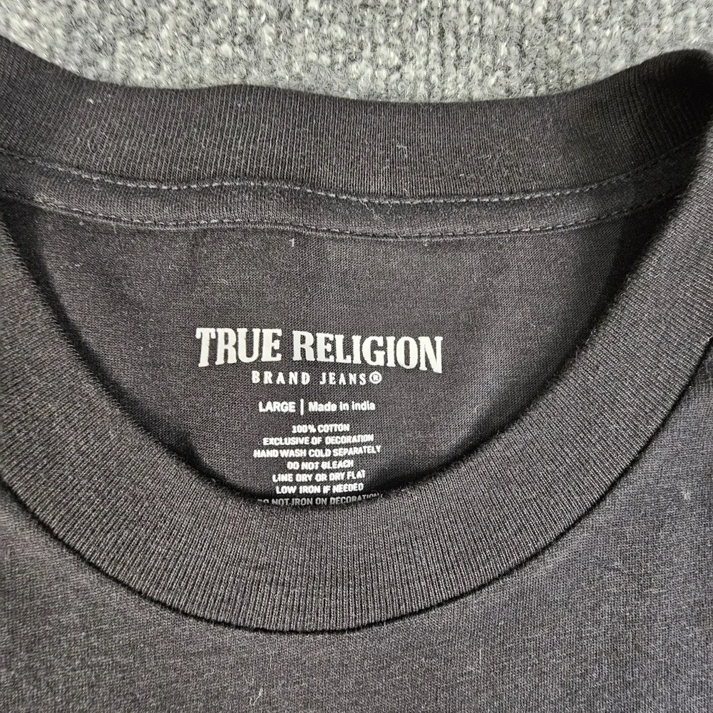 True‎ Religion Men's Jet Black Strike Embellished Short Sleeve T-shirt Large NWT
